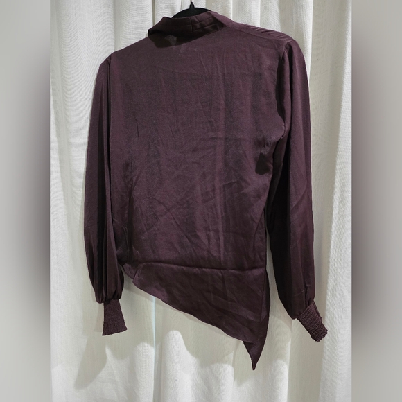 NWT All Saints Abi‎ Sleeve Top Purple Wrap Blouse 4 - Picture 4 of 4